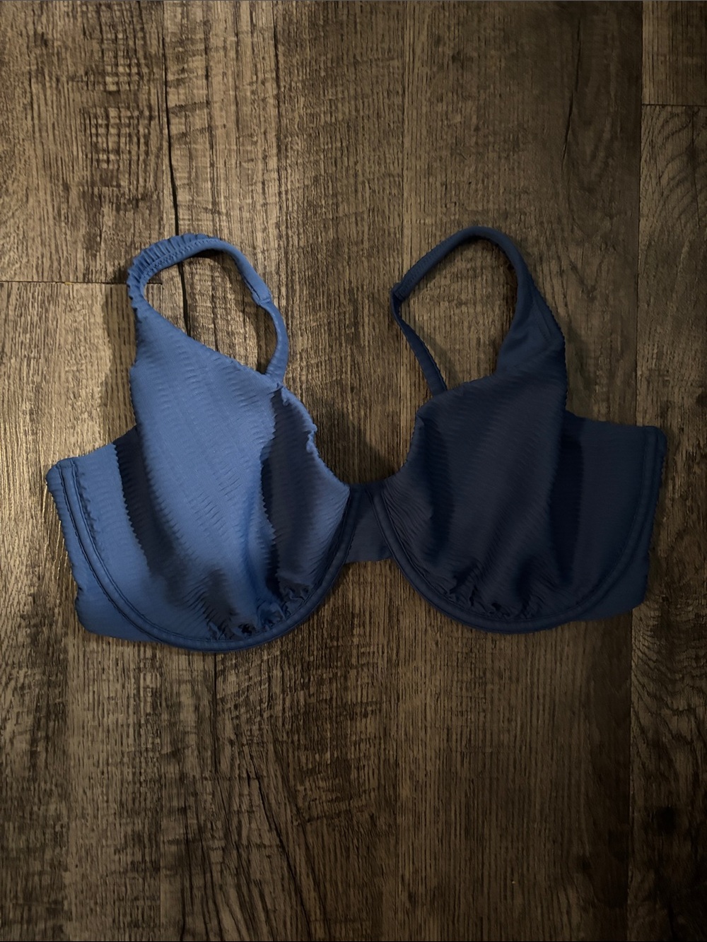 Abercrombie & Fitch Curve Love Ribbed Bikini Top - Blue - Size XLarge